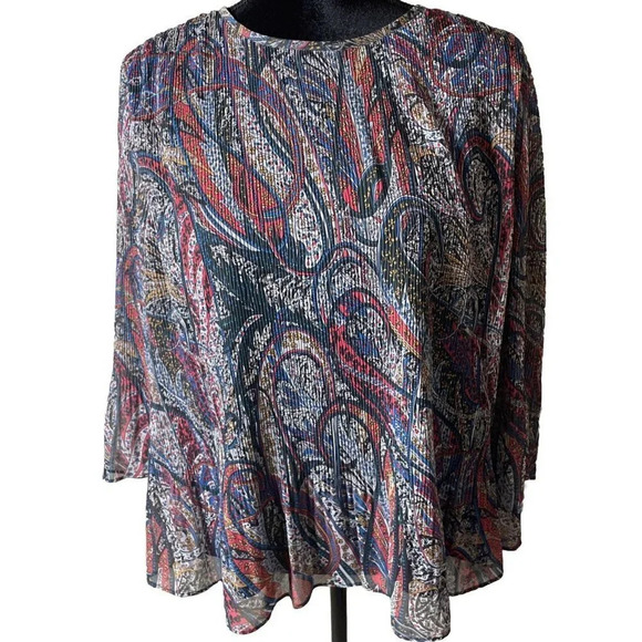Ted Baker London Women’s 4 US Large Beaatha Metallic Thread‎ Paisley Top Blouse - Picture 1 of 8